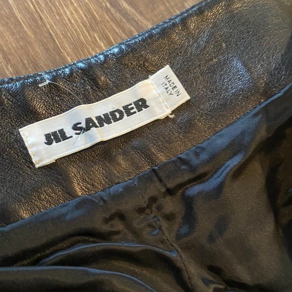 Jil Sander Italian Leather Wide Leg Pants - Picture 7 of 8